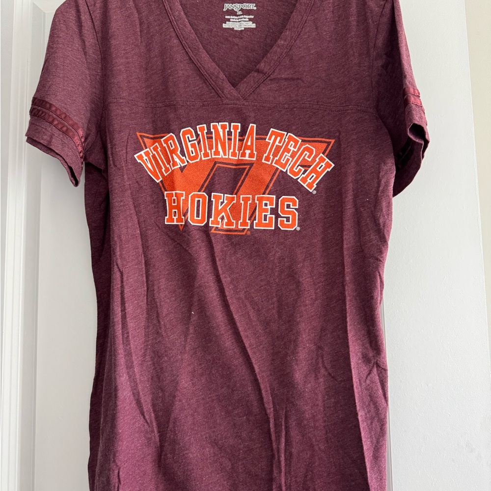 Jansport Women’s Virginia Tech Hokies Maroon V-Neck T-Shirt Size XL